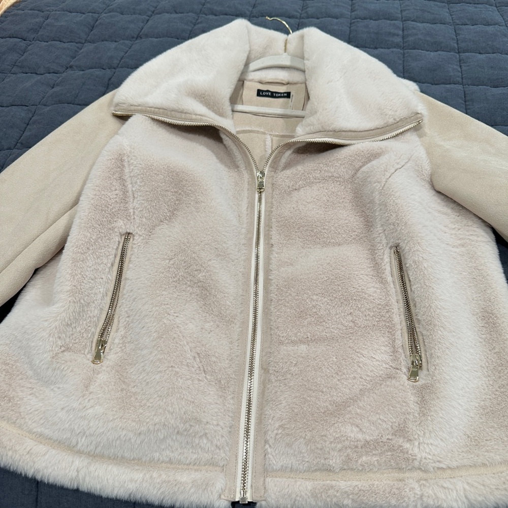 Love Token Women's Cream Teddy Jacket